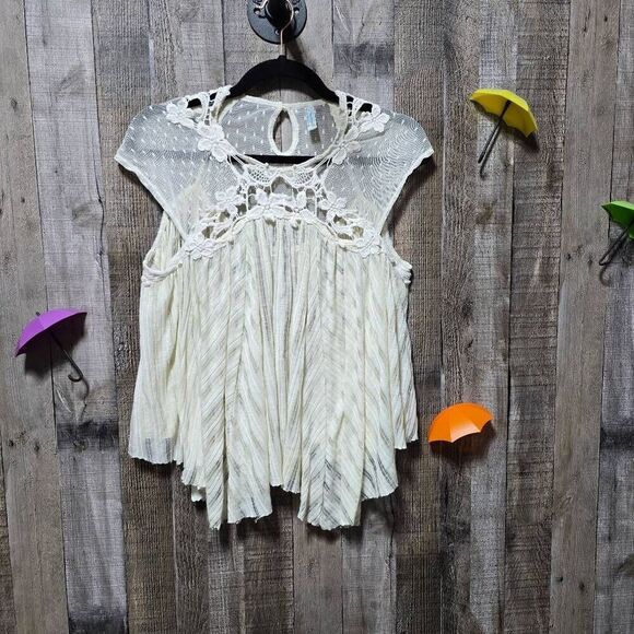 Free People Stars Align Swing Top LACE X-SMALL  Eggshell - Picture 2 of 5